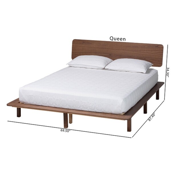 Alyssa Japandi Walnut Brown Wood Platform Bed - Bed Bath & Beyond