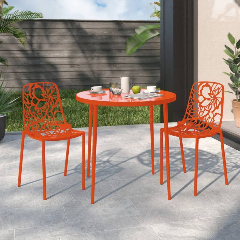 Devon Aluminum Outdoor Dining Side Chair with UV Resistant and Cuout Backrest for Indoor or Outdoor Set of 2