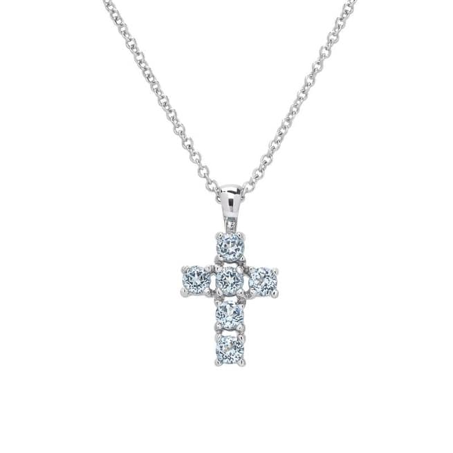 Victoria Townsend .925 Sterling Silver Lab Aquamarine Cross Pendant Necklace