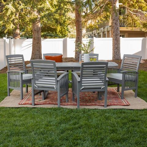 Middlebrook Surfside 7-Piece Acacia Outdoor Extension Dining Set - 55-79 x 35 x 30h