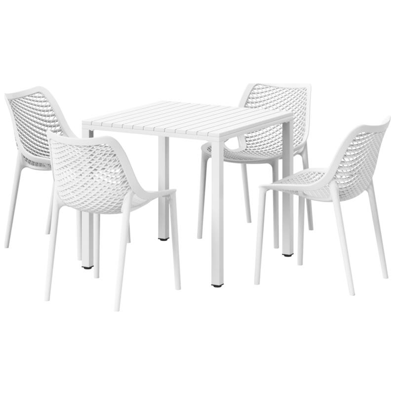 Frond and Form 4-Person Outdoor Square Dining Set - White