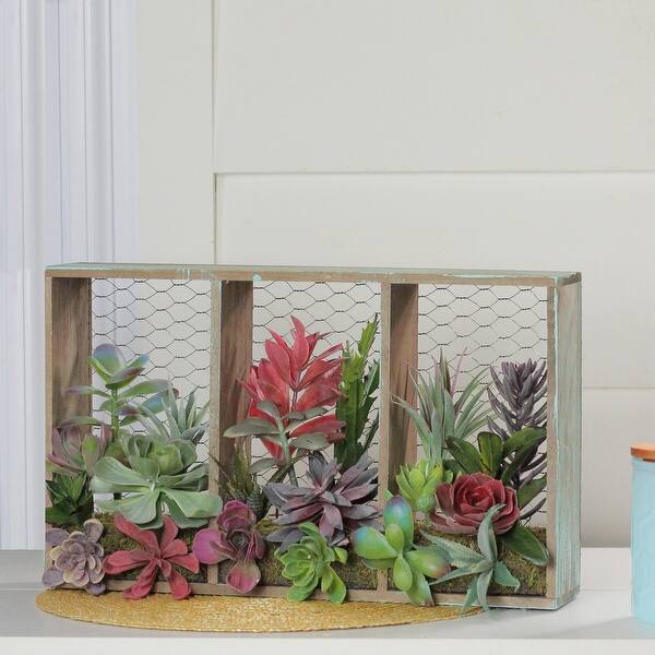 Shop 16 Purple And Green Artificial Mixed Succulent Arrangement