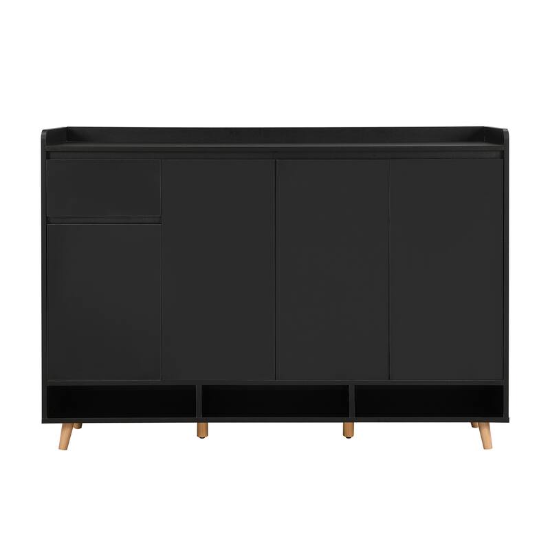 Shoe Cabinet with Adjustable Shelves, Multi-Functional Storage Cabinet, Freestanding Shoe Rack with 1 Drawer & 4 Door
