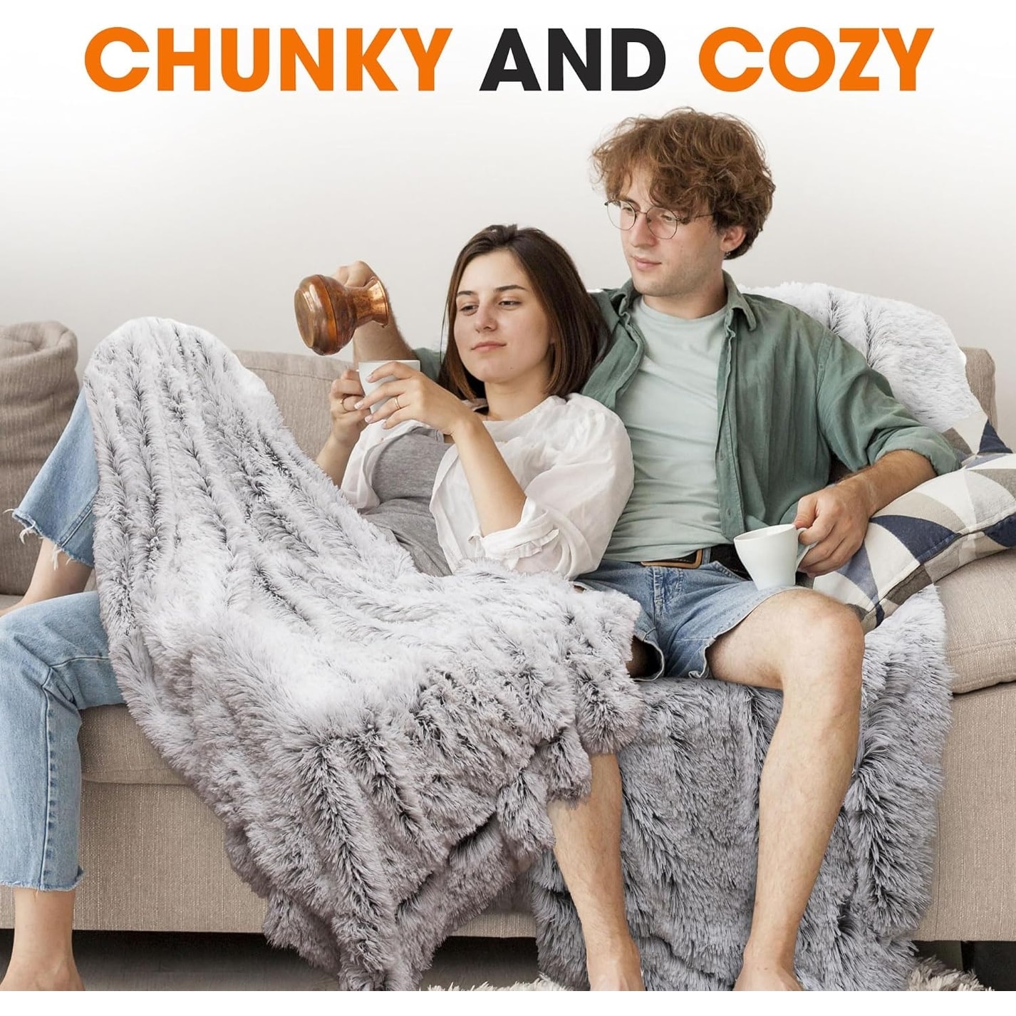 Cheer Collection Reversible Faux Fur Accent Throw Blanket-image