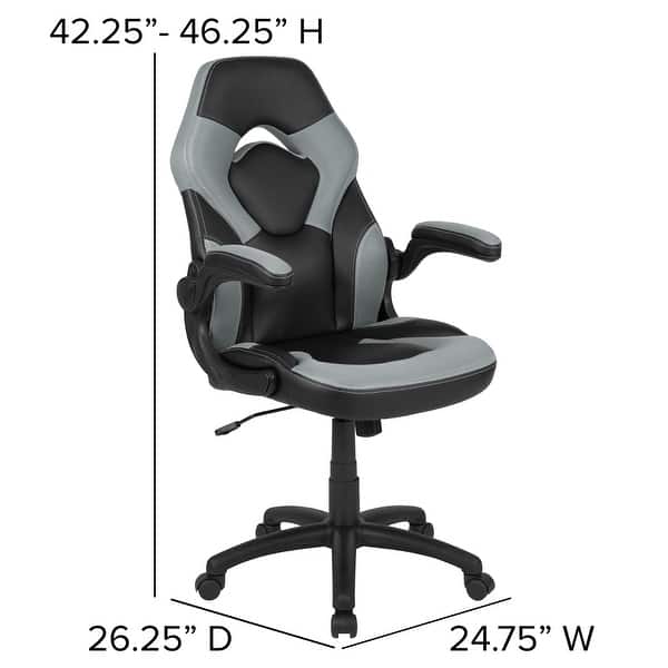 dimension image slide 1 of 2, Gaming Desk & Chair Set with Cup Holder, Headphone Hook, and Monitor Stand