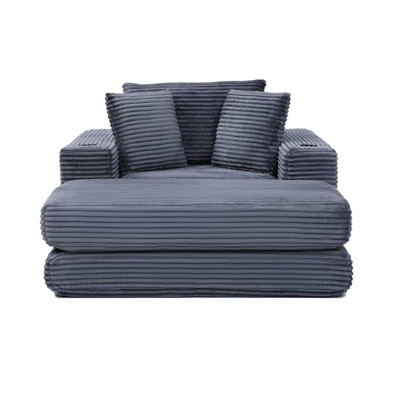 52.4'' Boneless Chaise Lounge Chair Indoor-Oversized Cloud-Like Cozy Comfy Modular 3-in-1 Sofa Bed