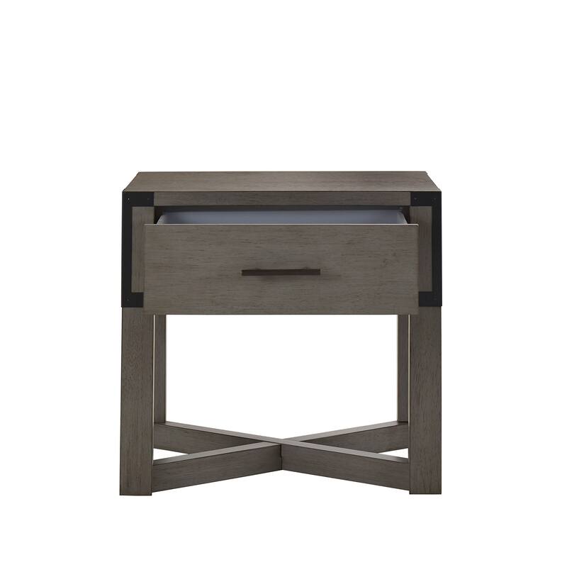Mendocino Wood Finish X-Base End Table with Drawer by iNSPIRE Q Classic