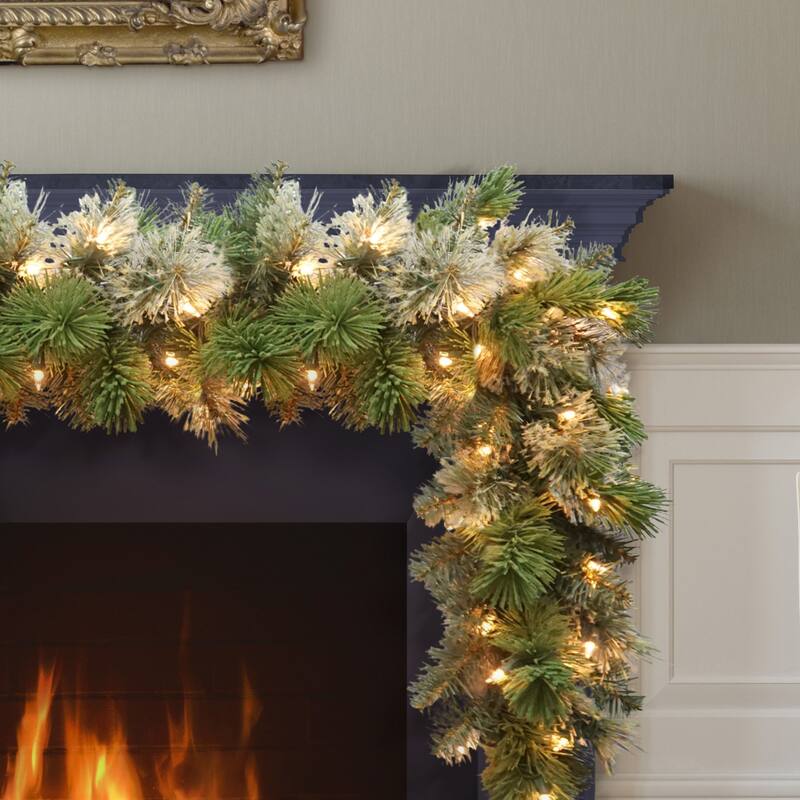 Puleo International 9' x 10" Pre-Lit Oklahoma Pine Artificial Garland