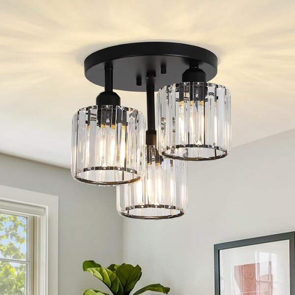 Modern 3 Light Crystal Semi Flush Mount Ceiling Light for Hallway Bedroom Bathroom Bed Bath Beyond 41058135