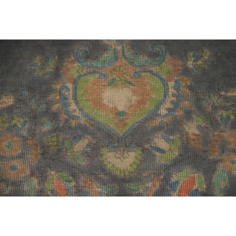 Hand Knotted Oriental 100% Wool Carpet Traditional Floral Greys & Charcoal Tabriz Area Rug - 12' 10'' X 9' 5''