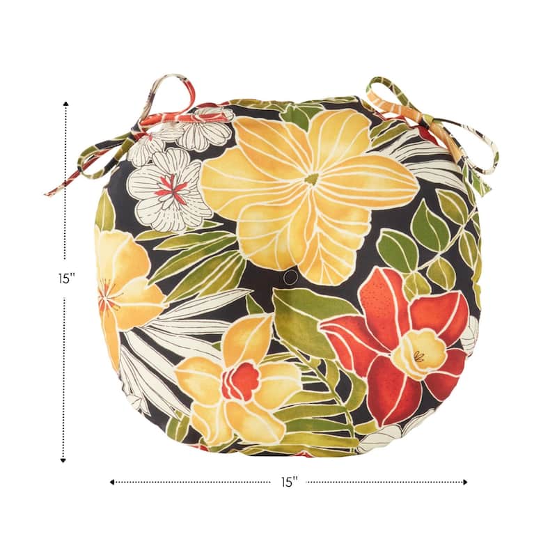 Aloha Floral 15-inch Round Outdoor Bistro Chair Cushion (Set of 4)