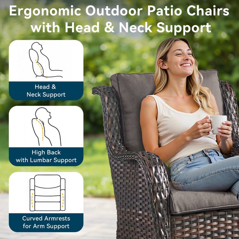 Outdoor Wicker High Back Club Chair Brown-Grey - Brown