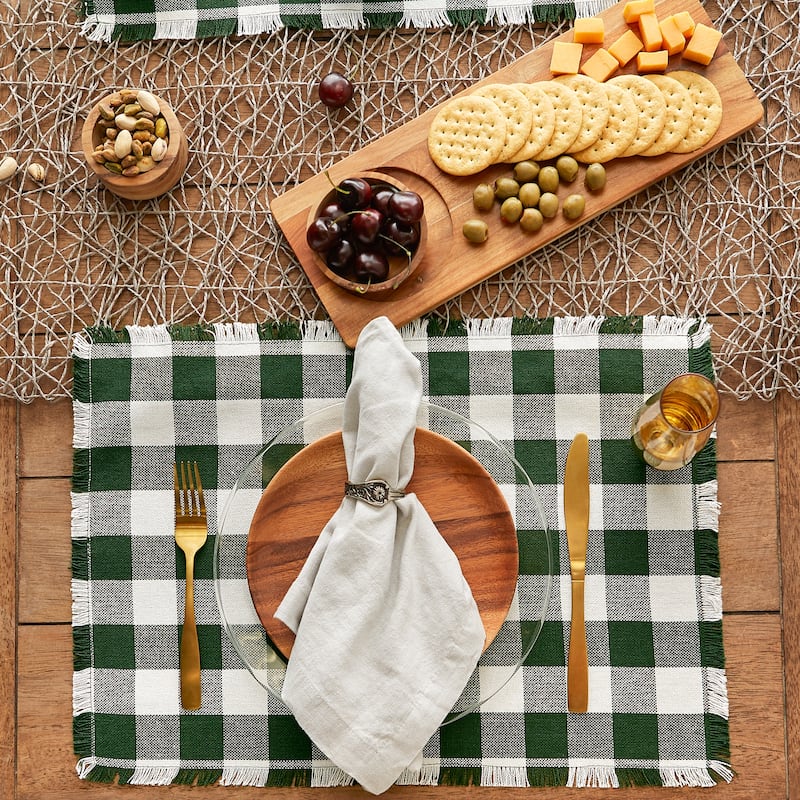Heavyweight Check Fringed Placemat