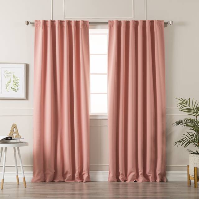 Aurora Home Solid Insulated Thermal Blackout Curtain Panel Pair - 84 - Blush