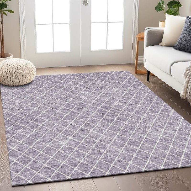 Machine Washable Indoor/ Outdoor Chantille Diamond Trellis Rug