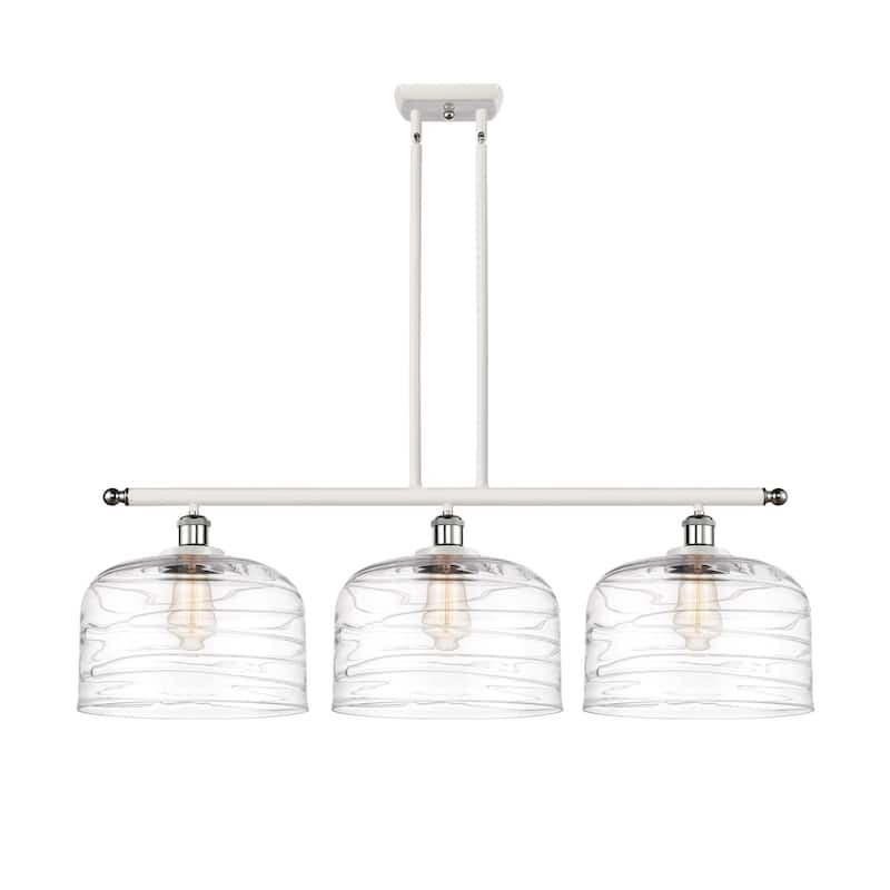Innovations Lighting 916-3I-11-36-L Bell Linear Bell 3 Light 36" Wide - White and Polished Chrome / Clear Deco Swirl