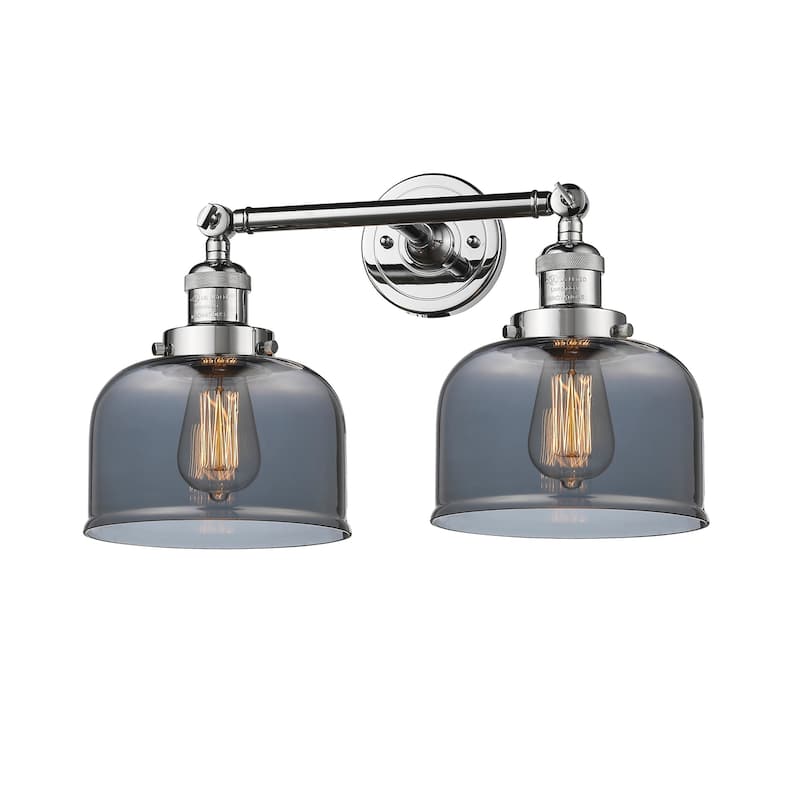 Innovations Lighting Large Bell 2 Light 19" Wide Bathroom Vanity Light - Polished Chrome / Smoked