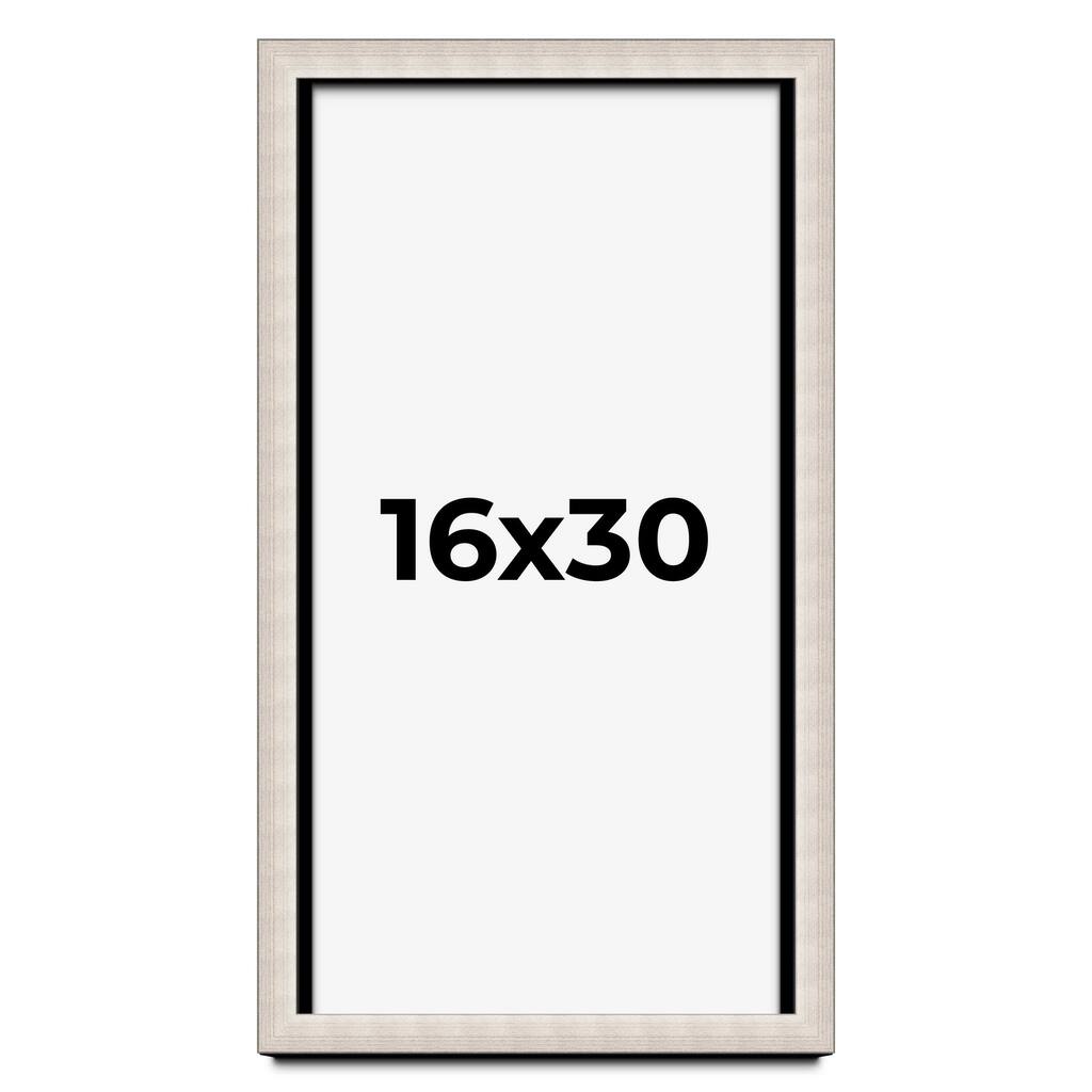 16x30 Shadow Box Frame Silver Real Wood Contemporary Shadowbox Display Frame UV Acrylic Front Acid Free Backing and Hardware