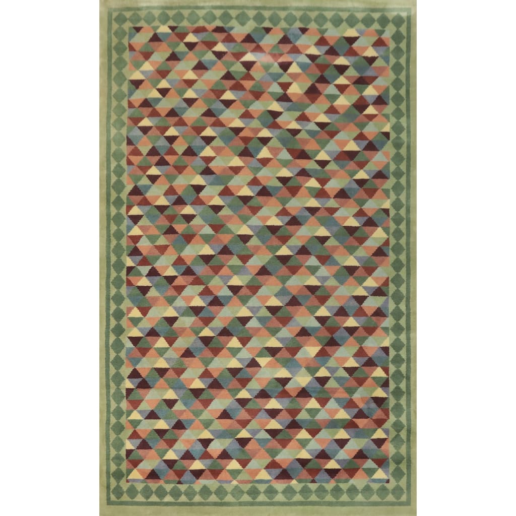 Hand-knotted Tribal Wool Multi-Colored Geometric Oriental Area Rug - 8' 9'' X 6' 0''
