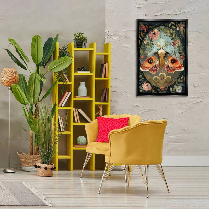 Stupell Ornate Bordered Victorian Moth Framed Floater Canvas Wall Art Design By The Dutch Lady
