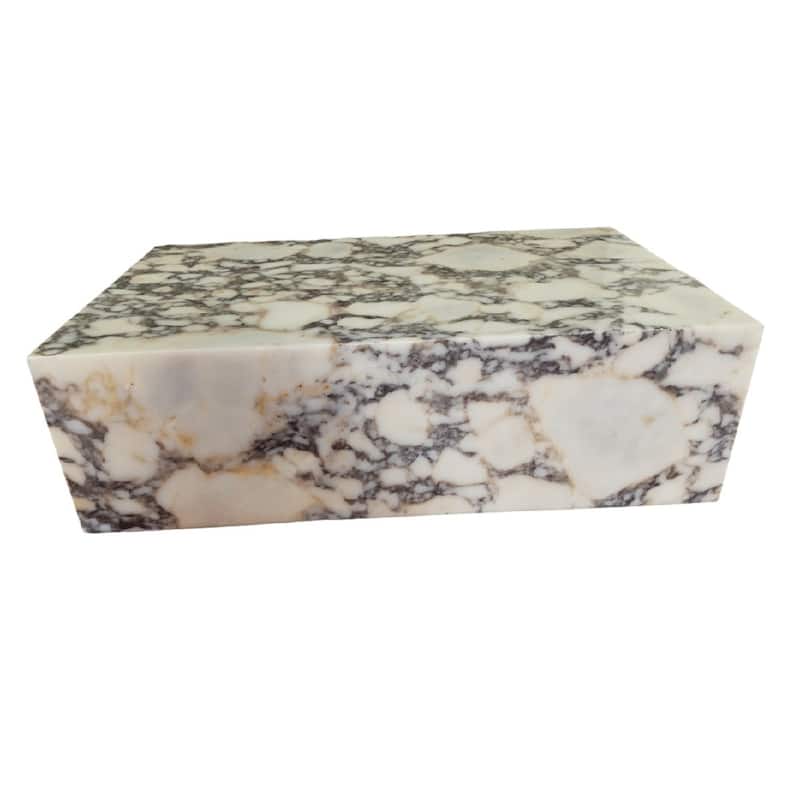 Genuine Marble Block Coffee Table, Matte - Calacatta Viola Marble
