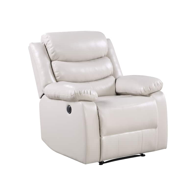 Beige Contemporary PU Leather Power Recliner, Adjustable Position