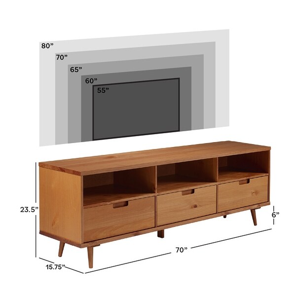 Walker Edison Alby 70-inch Mid-Century Solid Wood TV Stand - Bed