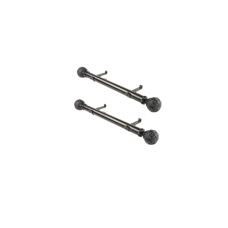 Steel Curtain Rod Set - 12 Inch Rods with Resin Finials - 2 Rods for Windows - M