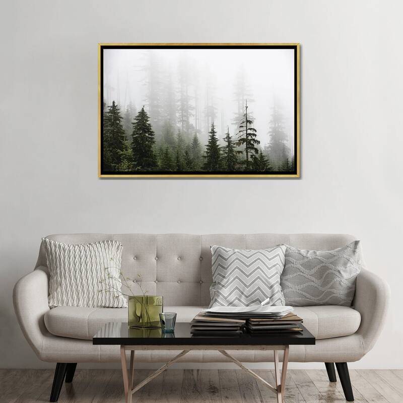 iCanvas "Misty Woods Forest Mountain Trees" by Nature Magick Framed Canvas Print