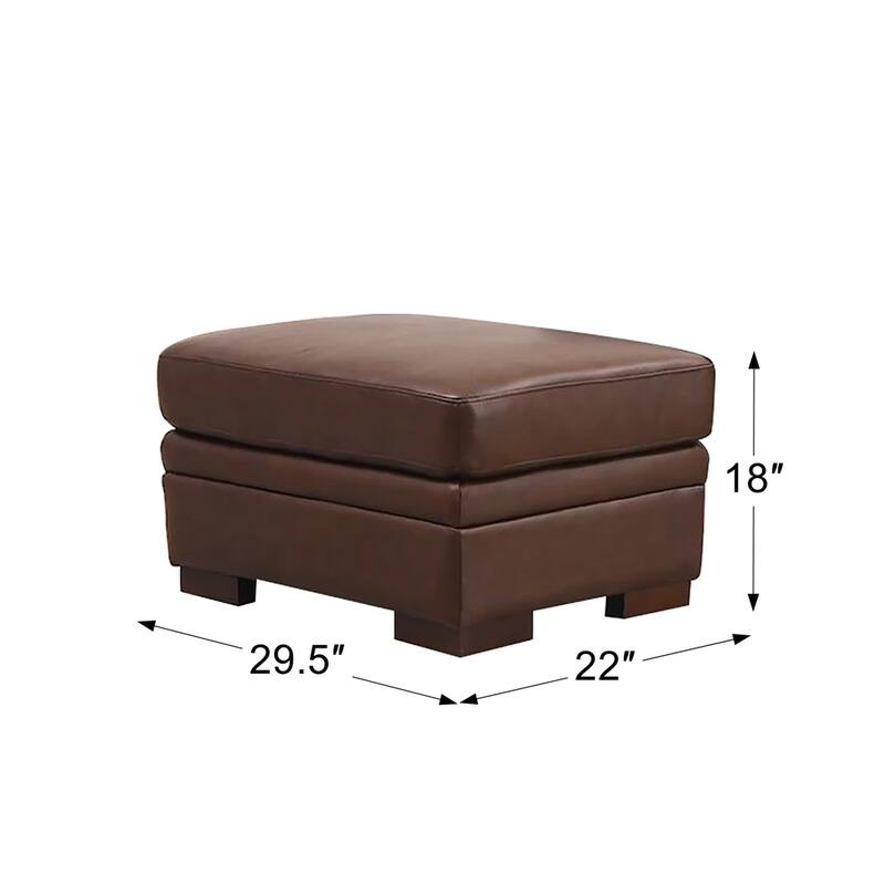 Hydeline Dillon Top Grain Leather Ottoman