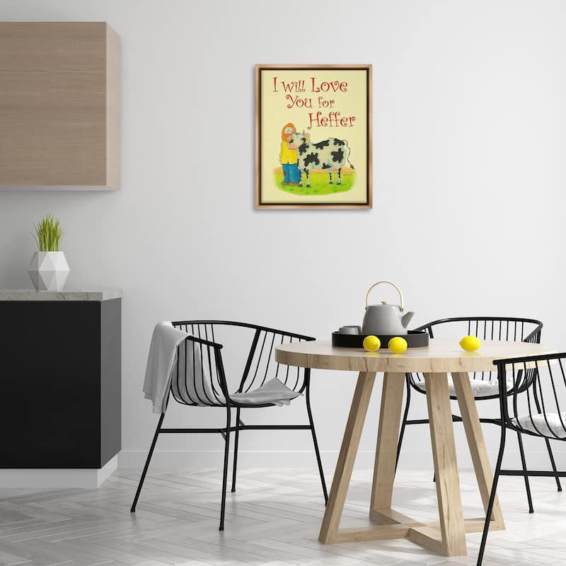 Stupell Love You For Heffer Framed Floater Canvas Wall Art Design By Roger Straub