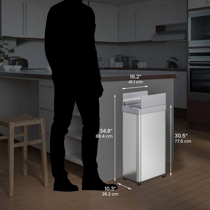 iTouchless 18 Gal Stainless Steel Wings Lid Sensor Kitchen Trash Can