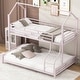 preview thumbnail 2 of 14, Pink Metal House Bunk Bed with Roof, Ladder, and Fence for Kids