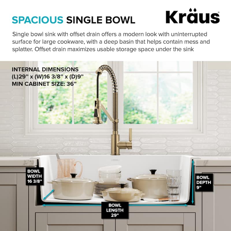 KRAUS Forteza Granite 33 inch Undermount Drop-in Kitchen Sink