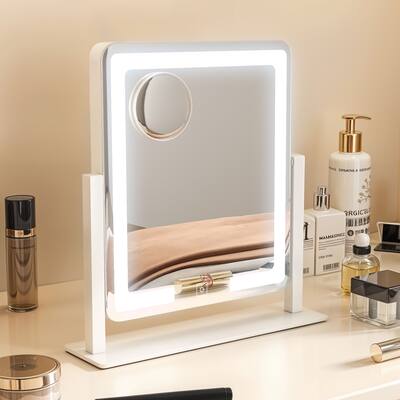 Moasis Vanity Mirror Smart LED Makeup Mirror 360° Rotating 10x Magnifying Mirror - 12.6"L x 7.9"W x 14.9"H