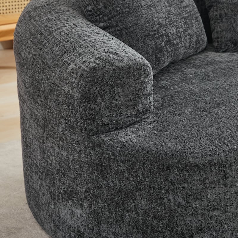 Minimalist Curved Loveseat with 3 Throw Pillows, Grey Sofa Couch Sleeper Sofa Couch for Living Room Bedroom