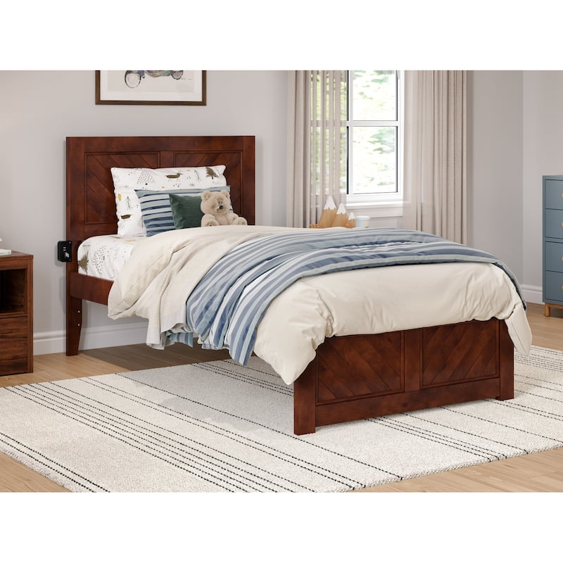 Canyon Platform Bed with Matching Headboard and Footboard - Walnut - Twin
