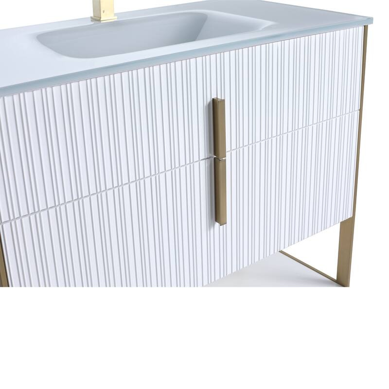Fine Fixtures Serenity Modern Bathroom Vanity with White Glass Top