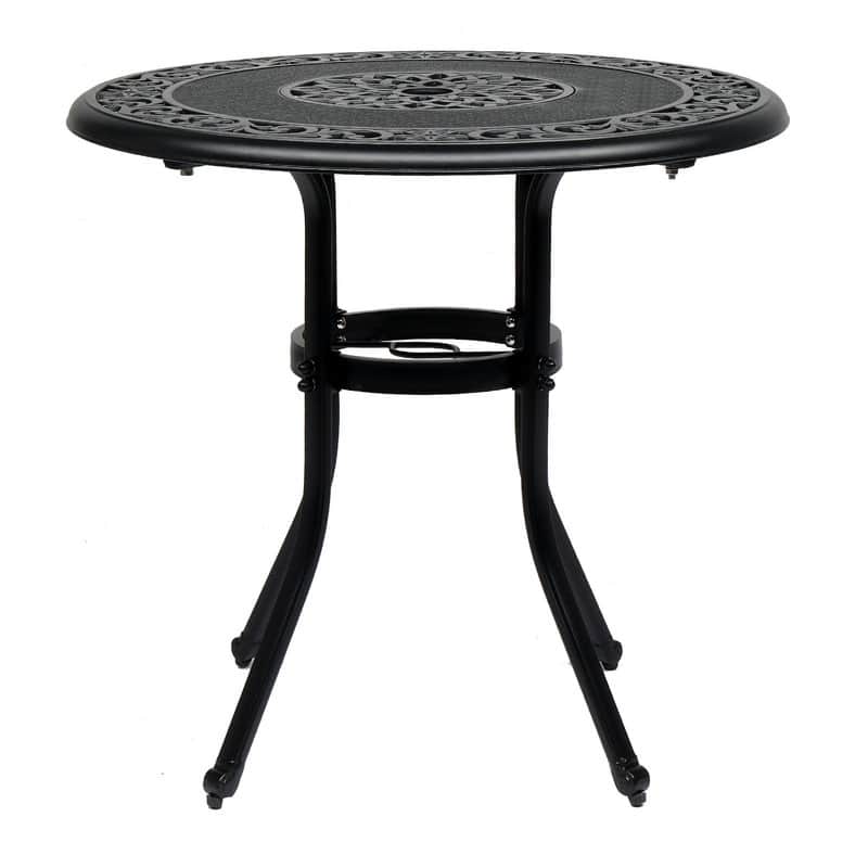 32*32*29" Outdoor Cast Aluminum Round Dining Table - Black