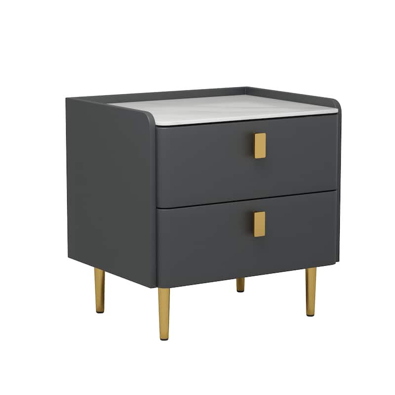 Modern Luxury 2-drawer Faux Leather Bedroom Nightstand