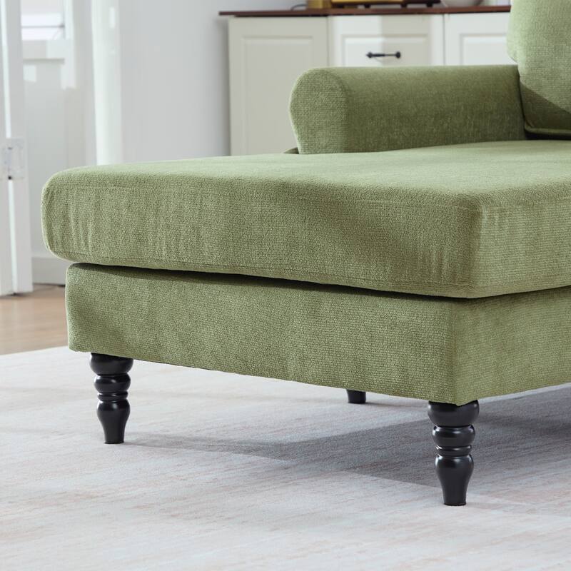 Modern Minimalist Chenille Fabric Chaise Lounge Recliner Single Sofa Living Room Bedroom