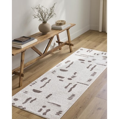 Livabliss Scandinavian Fossay Shag Stripe Washable Area Rug