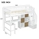 preview thumbnail 4 of 12, Wood Twin Size Loft Bed with Built-in Desk, LED, Storage Shelves, Cabinets, and Staircase