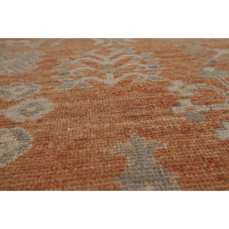 Orange Oushak Vegetable Dye Turkish Area Rug Hand-Knotted Wool Carpet - 8'3"x 9'9"