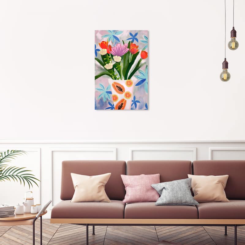 Wynwood Studio Canvas Floral and Botanical Love my flowers Blue and Modern & Contemporary Wall Art Canvas Print - 20 x 30