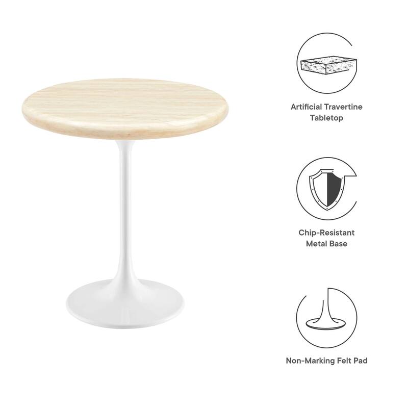 Lippa 20" Round Artificial Travertine Side Table