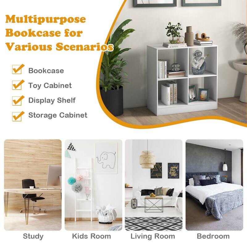 Children’s Toy Storage Organizer with 4 Open Cubes and Top Shelf for Bedroom or School Use - 29" x 13" x 29" (L x W x H)