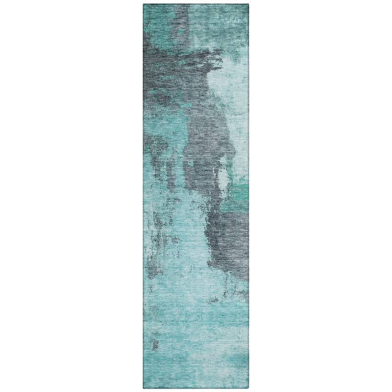 Machine Washable Indoor/ Outdoor Contemporary Abstract Chantille Rug