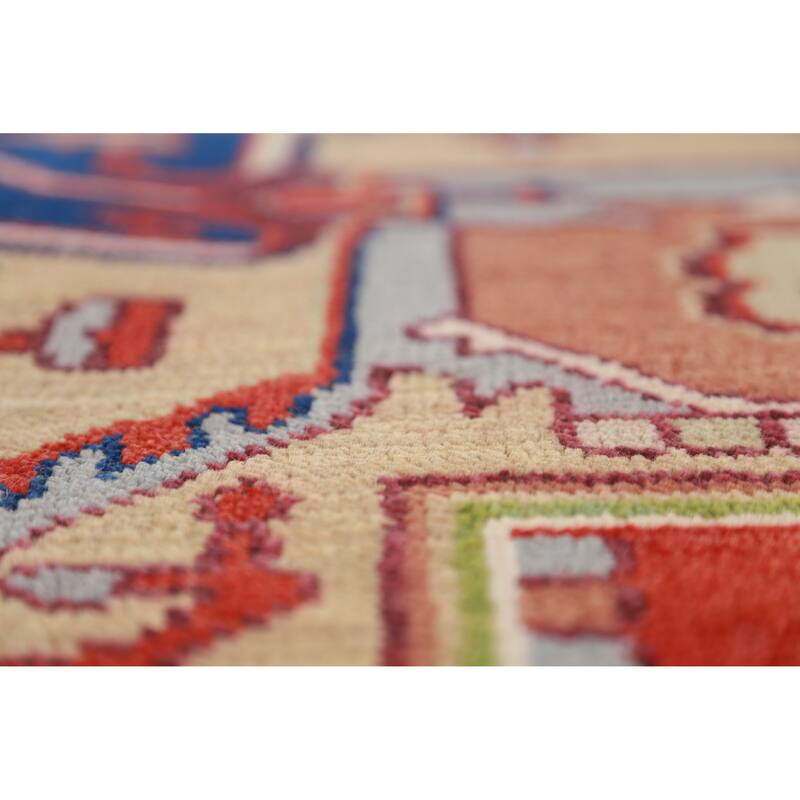 Orange Medallion Heriz Serapi Large Rug Hand-Knotted Wool Carpet - 11'8" x 15'3"