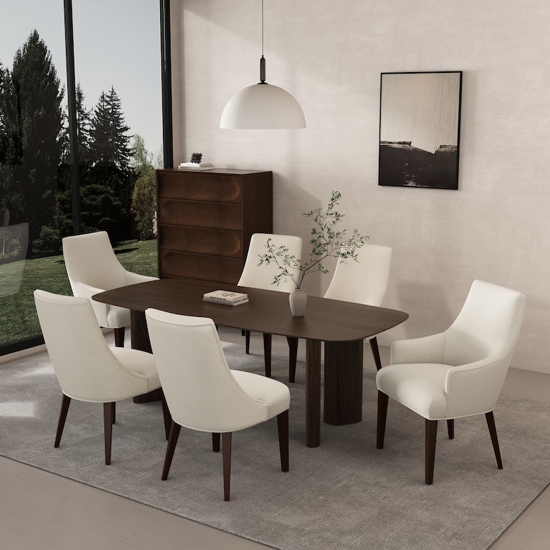 Manhattan Comfort Beever Modern Chenille Dining Armchair - Set of 6 - Cream
